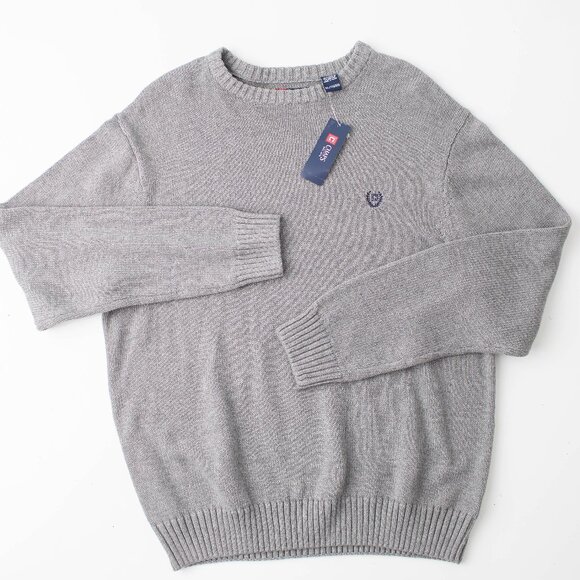 NEW Chaps Men’s XL Cotton Crewneck Sweater Gray Heather Knit Pullover - Picture 1 of 9